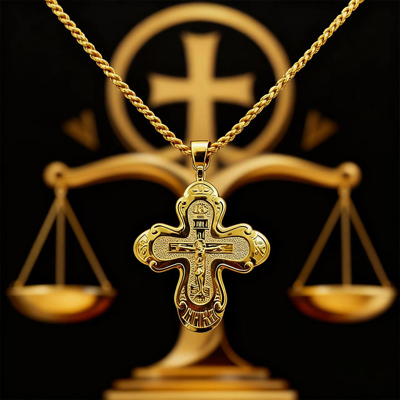 Cross Pendant Necklace Gold - 2026年新作 正教会の胸掛け十字架 正教会のイエスネックレス カトリックの十字架ペンダント ゴールドペンダント クロスチェーン