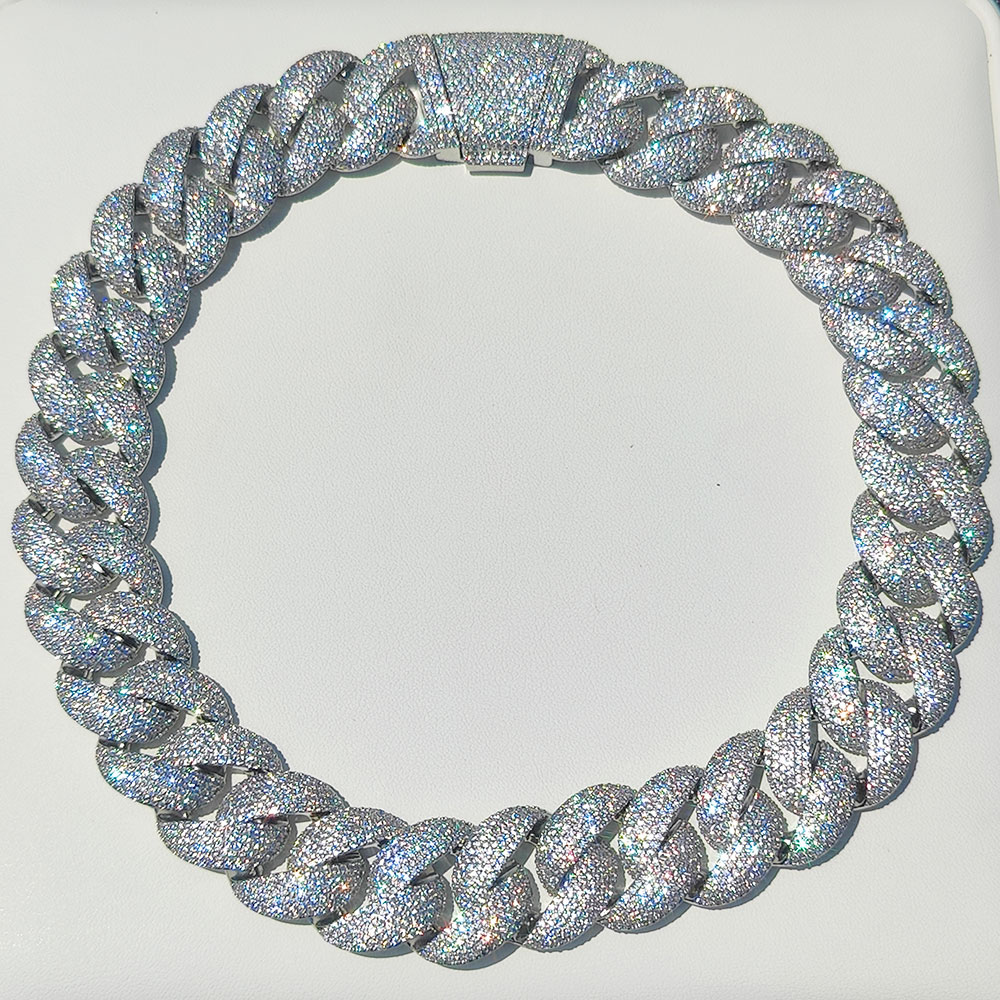 ラグジュアリー24MM 6列クラスター5Aダイヤモンドフルア - Cuban Link Chain 12Mm のレビューと価格