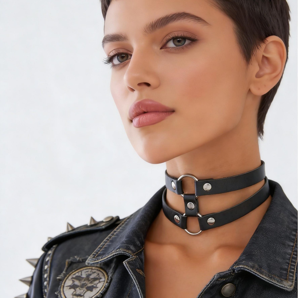 ファッションPUレザー スパイクチョーカー パンクカラー レ - Goth Punk Spike Choker のレビューと価格