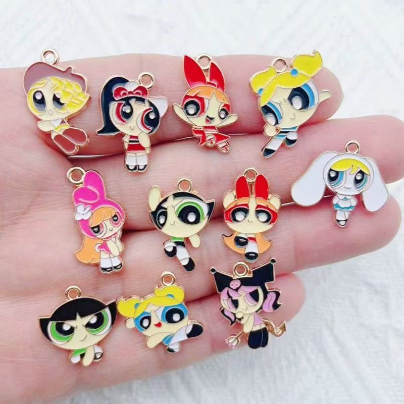 10個入り 合金製オイルドリップ漫画ガールペンダント、DIY - Earrings のレビューと価格