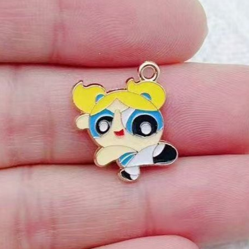 10個入り 合金製オイルドリップ漫画ガールペンダント、DIY - Earrings のレビューと価格