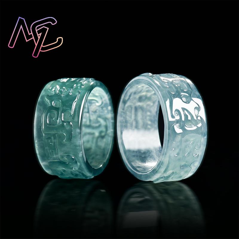 ミャンマー翡翠タオティーリングファッションアクセサリー宝石エ - Rings のレビューと価格