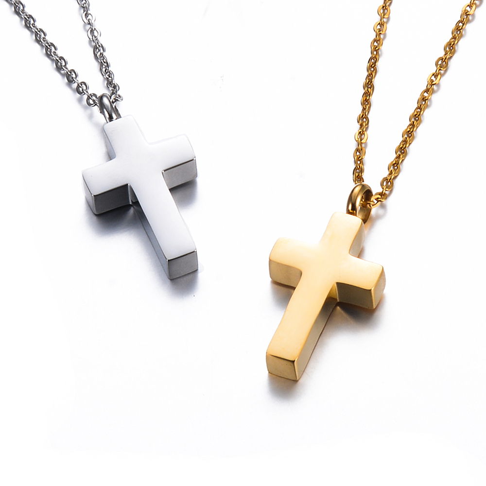 灰,金と銀のトーンのバーペンダント,女性と男性のための記念ジ - Cross Pendant Necklace Gold のレビューと価格