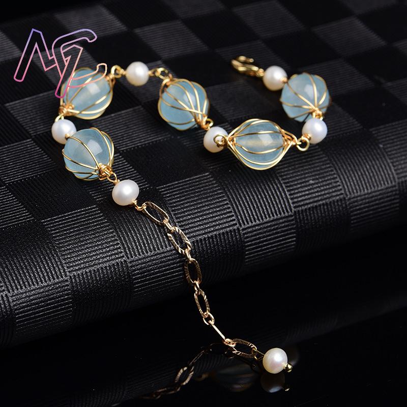 ブルーナチュラルジェイドビーズイヤリングファッションアクセサ - Earrings のレビューと価格