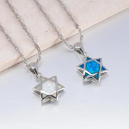 ダビデの星オパールペンダントネックレス リバーシブル ユダヤ - Necklaces のレビューと価格